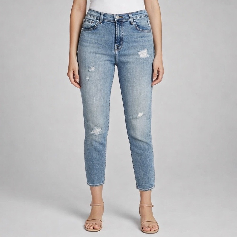 J‎ Brand Womens Nolita High Rise Distressed Light Wash Skinny Capri Jeans 26